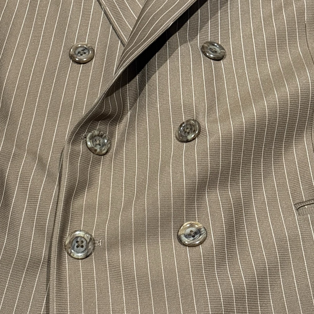 Vintage Fox Brothers Suit Brown Pinstripe Double Breasted Gangster Look - Picture 4 of 16